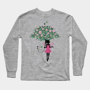 Fairy with Floral Umbrella Long Sleeve T-Shirt